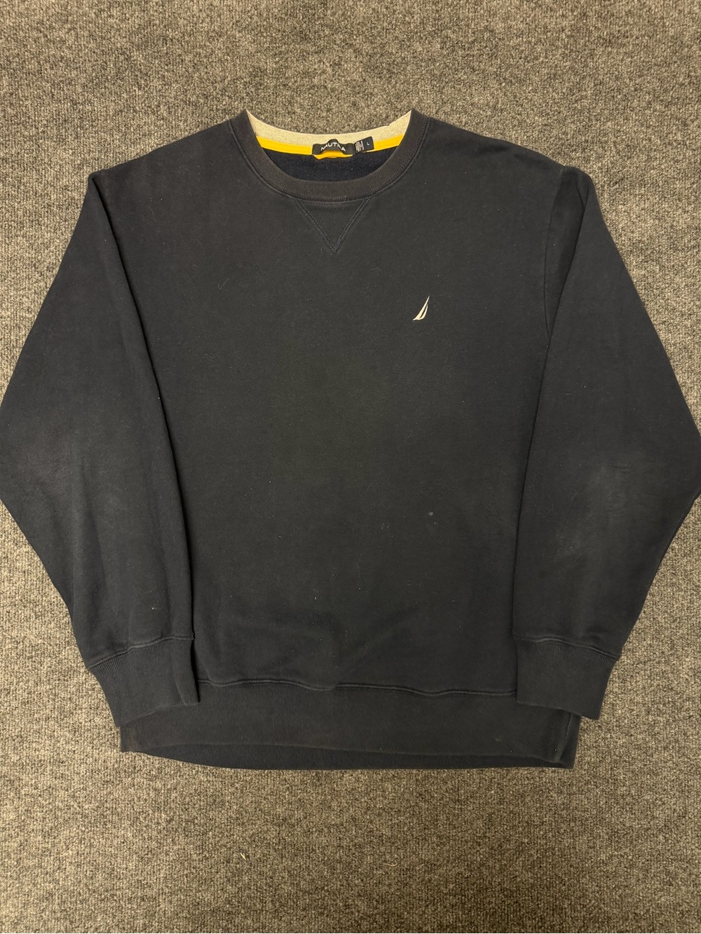 Nautica Men's Dark Navy Crewneck‎ Sweatshirt with Small Sail Logo